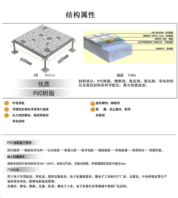 导静电PVC地板 电子车间实验室机房片材地板 同质透心地板